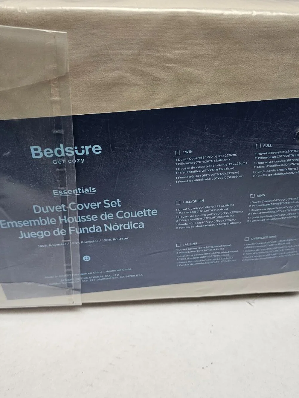 New Twin Bedsure Get Cozy Beige Tan Duvet Cover Pillowcase Set Polyester NWT